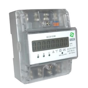 מונה 3P תצוגה דיגיטלית 4 מקום (80A) צר GREEN