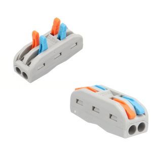 מהדק חיבור מהיר צבעוני נפתח 2 כניסות ויציאות לחוט 0.08-2.5 מ"מ (50 יח'), דגם PCT-2-2
