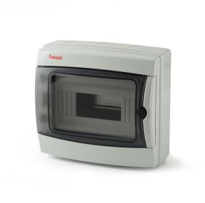 לוח חשמל על טיח 8 מקום דלת שקופה, מוגן UV, מוגן מים IP65, דגם 3908-T