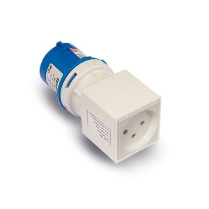 מעביר תקע תעשייתי לשקע ישראלי 16A/250V, דגם 13910I IP20