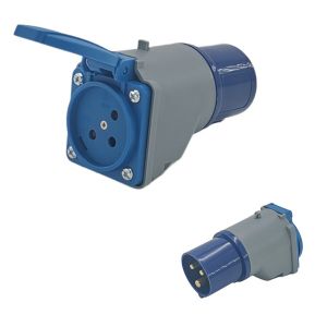 מעביר תקע תעשייתי לשקע ישראלי 16A/250V, דגם IP20 G01Y
