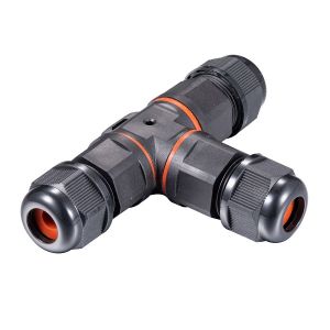 מחבר סטוקי פיצול T מוגן מים IP68 + מהדק מובנה 3P שתי כניסות לחוט 0.5-1.5ממ, דגם BT3P