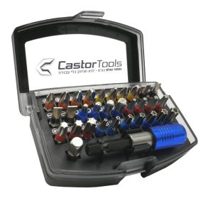 סט ביטים 32 חלקים + מוביל נתפס + תפס חגורה