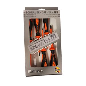 סט 5 מברגים מבודדים לחשמל 1000V VDE+טסטר ת.גרמניה, דגם חדש 2016 67635N