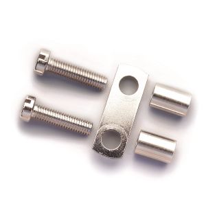 מגשר מוברג (2 ברגים +לוחית+2 שרוולים) לפס 16 ממ"ר 2 קטבים מצופה ניקל, דגם POF/53