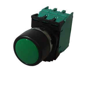 ראש לחצן קוטר 22 רגעי ירוק + 3 מגע פתוח NO, דגם PPRN2 +  PL004002