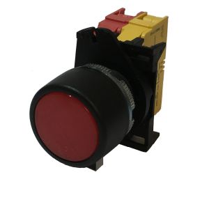 ראש לחצן קוטר 22 רגעי מואר אדום+מגע סגור NC+בית נורה לציוד קוטר 22, דגם PPRL1+PL0045L220+ PL004001